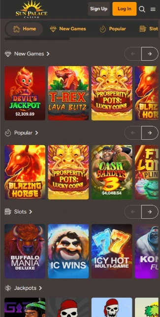 Sun Palace Mobile Browser Interface