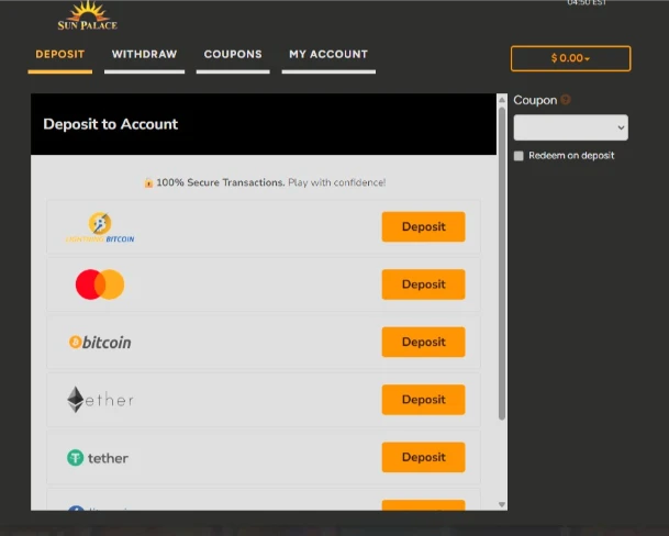 Sun Palace Deposit Cashier Gateway
