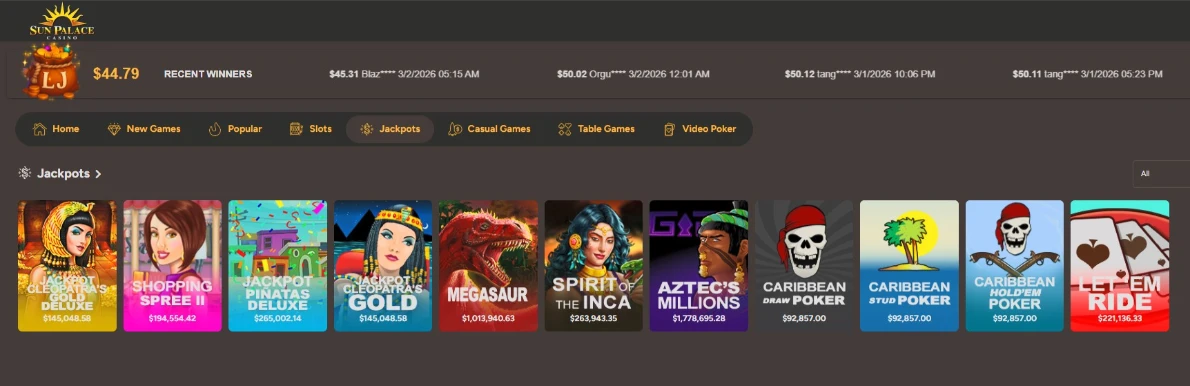 Sun Palace Progressive Jackpot Network