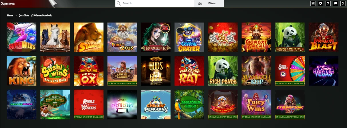 Supernova Casino Slot Machine Selection