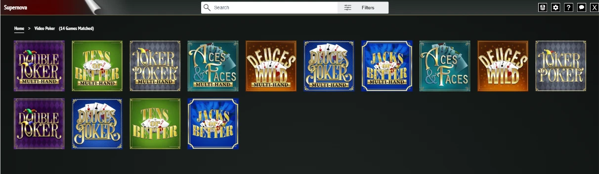 Supernova Casino Video Poker Games