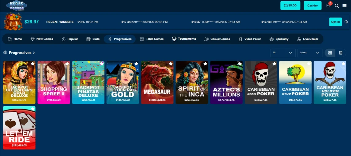 Vegas Casino Online Progressive Jackpots