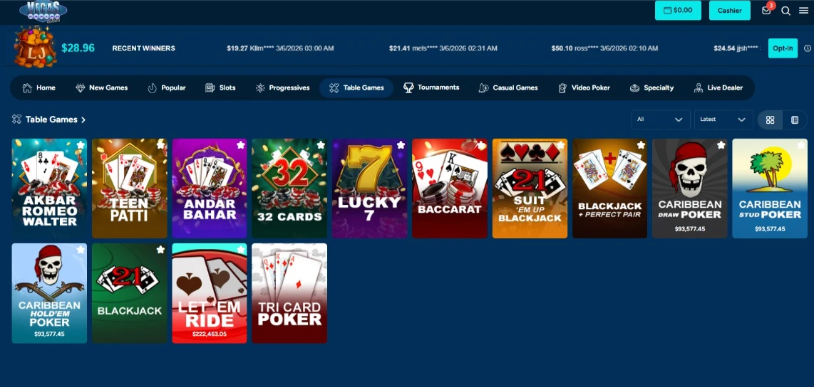 Vegas Casino Online RNG Table Games