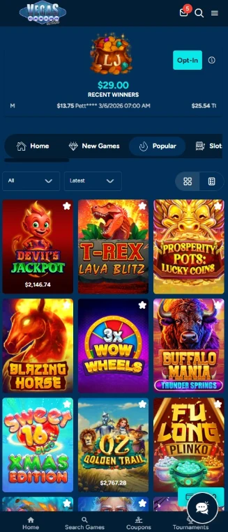 Vegas Casino Online Mobile Interface